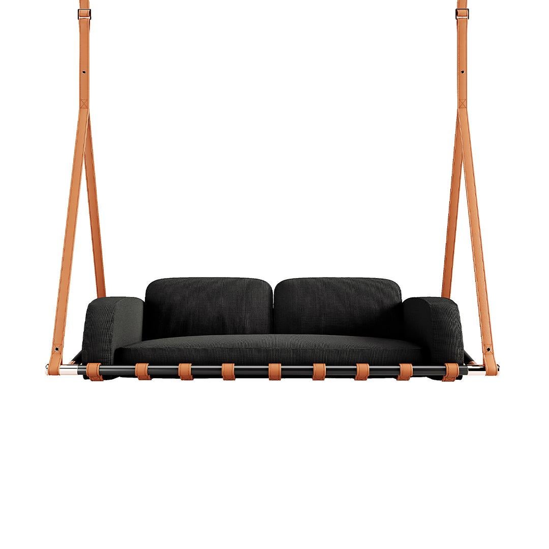 Acciaio inossidabile Divano a dondolo moderno per esterni in acciaio inossidabile dorato e tessuto beige in vendita