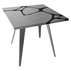 Modern Outdoor Table in Lava Stone and Steel, Venturae v1 black, Filodifumo