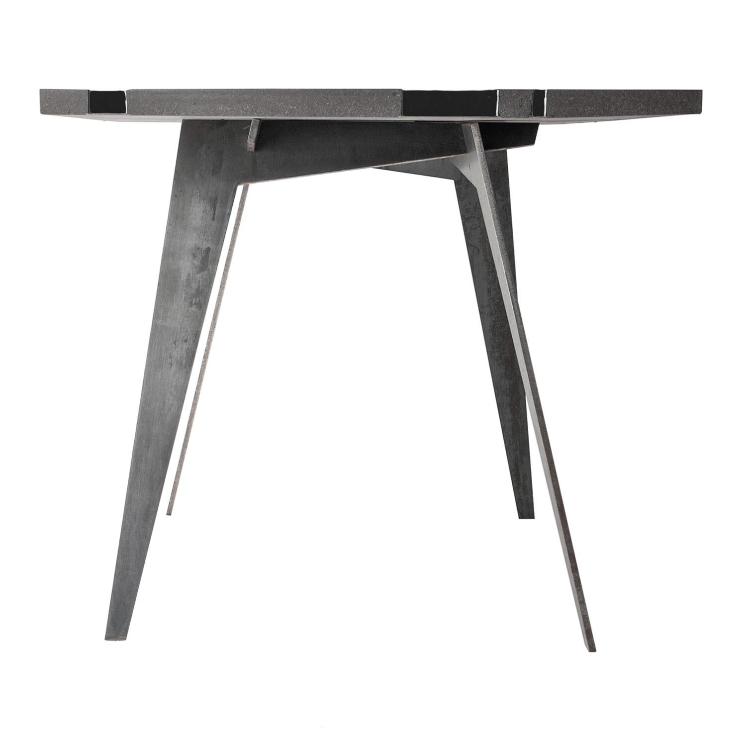 Italian Modern Outdoor Table in Lava Stone and Steel, Venturae v3 black, Filodifumo For Sale