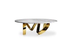 Table basse contemporaine Apate en marbre, plaquée or par Railis Design