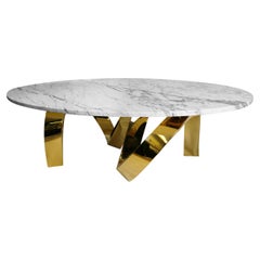 Contemporary Apate Coffee Table in Marble, Gold Plated by Railis Design
