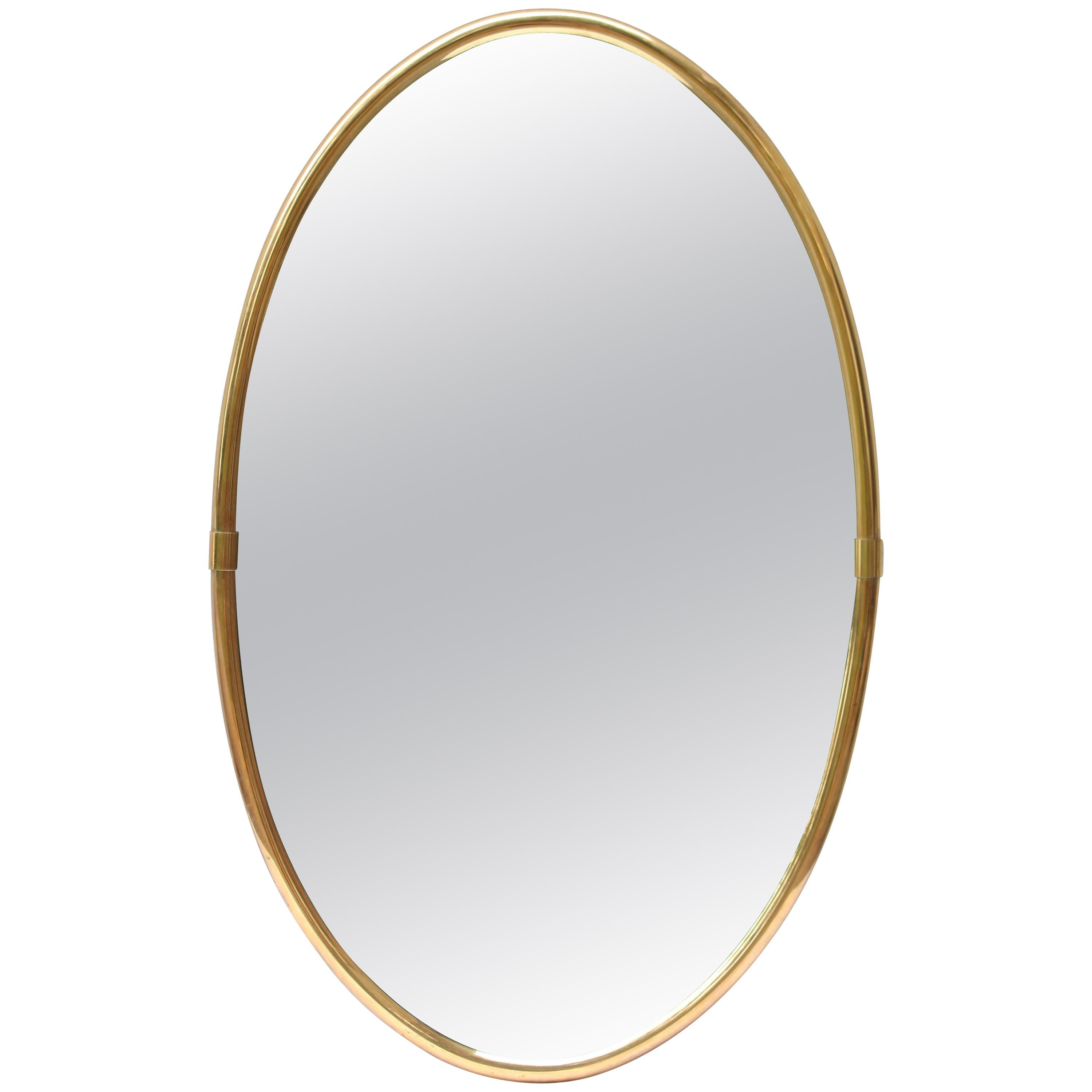 Modern Oval Brass Mirror