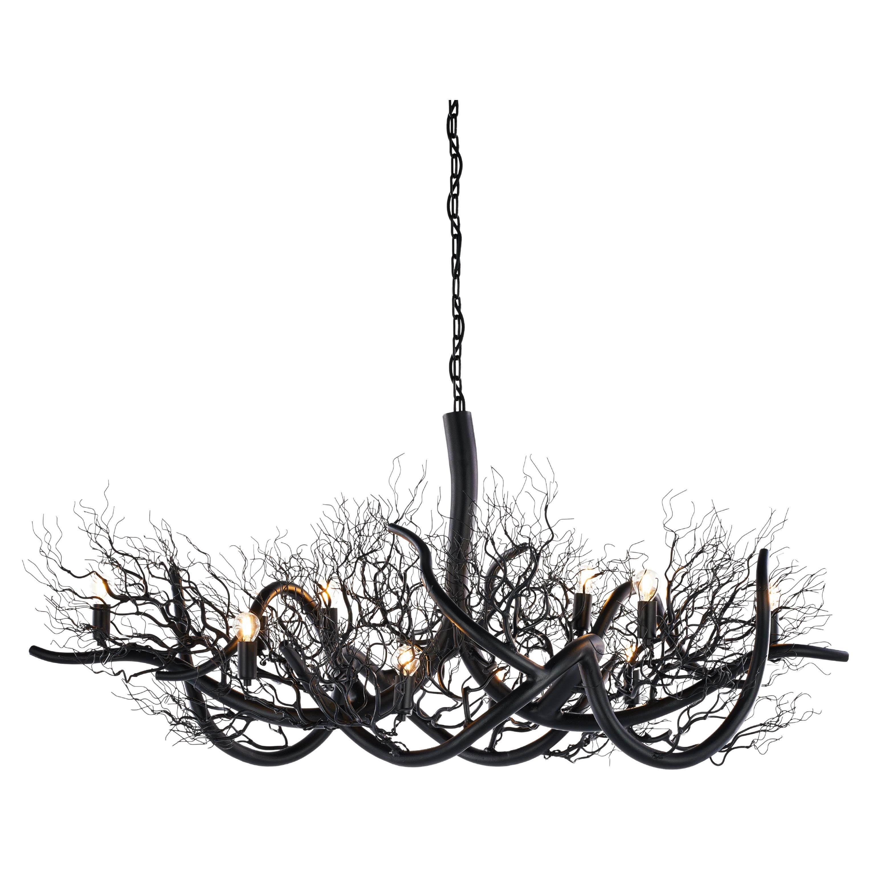 Modern Oval Chandelier,  Black Matte Finish, Desert Wind Collection For Sale