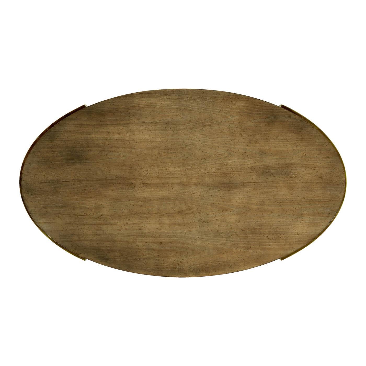 European Modern Oval Chestnut Coffee Table