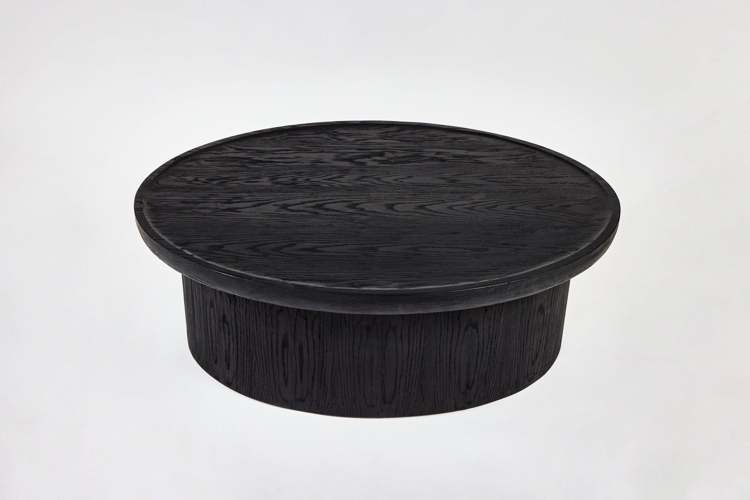 Modern Oval. Coffee Table in Scrubbed Ebony Finish by Martin & Brockett In New Condition For Sale In Los Angeles, CA
