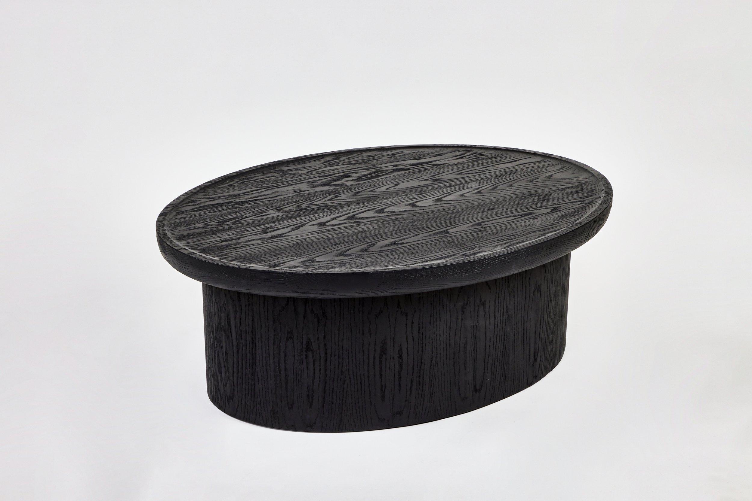 Wood Modern Oval. Coffee Table in Scrubbed Ebony Finish by Martin & Brockett For Sale