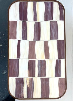 Tavolino da caffè moderno ovale in Wood Wood con base a cilindro e vetro di Ercole Home