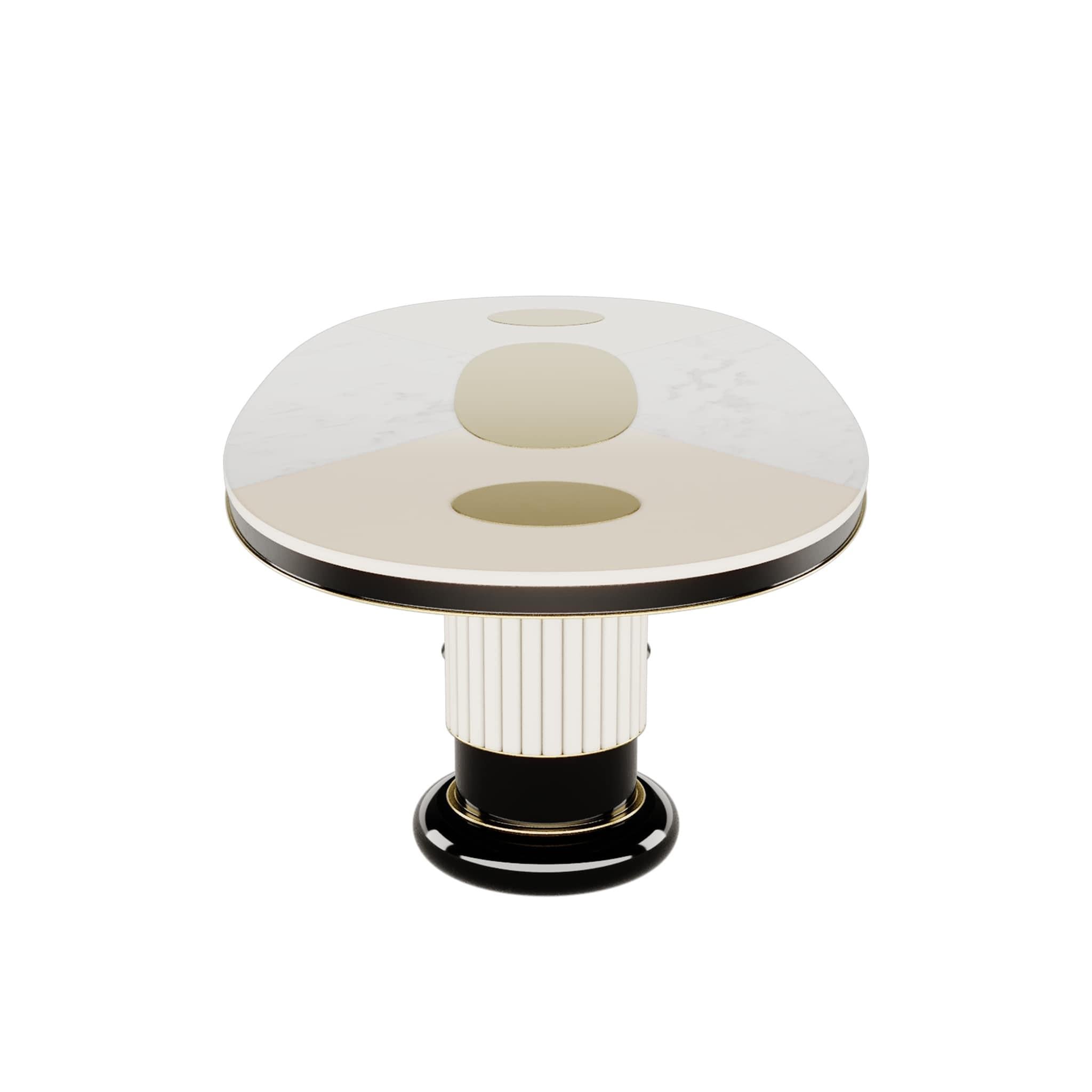 Moderner ovaler Esstisch Schwarz-weiße Platte, Gold-Edelstahl-Details im Angebot 7