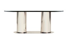 Modern Oval Dining Table Stainless Steel and Mirror Top Aspen