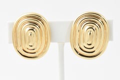 Modern Oval Gold Fluted Design Earrings and Ring Suite