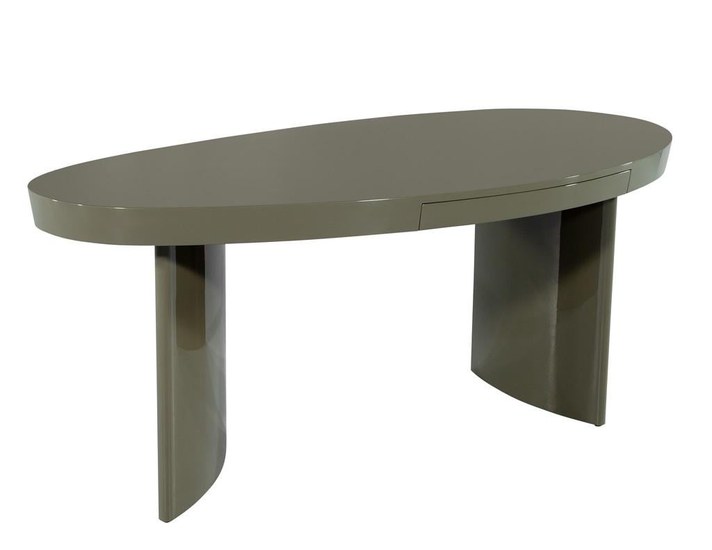 Polished Modern Oval Green Cadence Writing Desk by Century Furniture