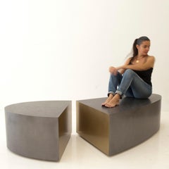 "SOUL" Modern Oval Low Coffee-Cocktail Table Cast in OMG Black and Brass Metal