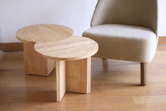 Modern Oval Oak Wood Coffee or Side Table