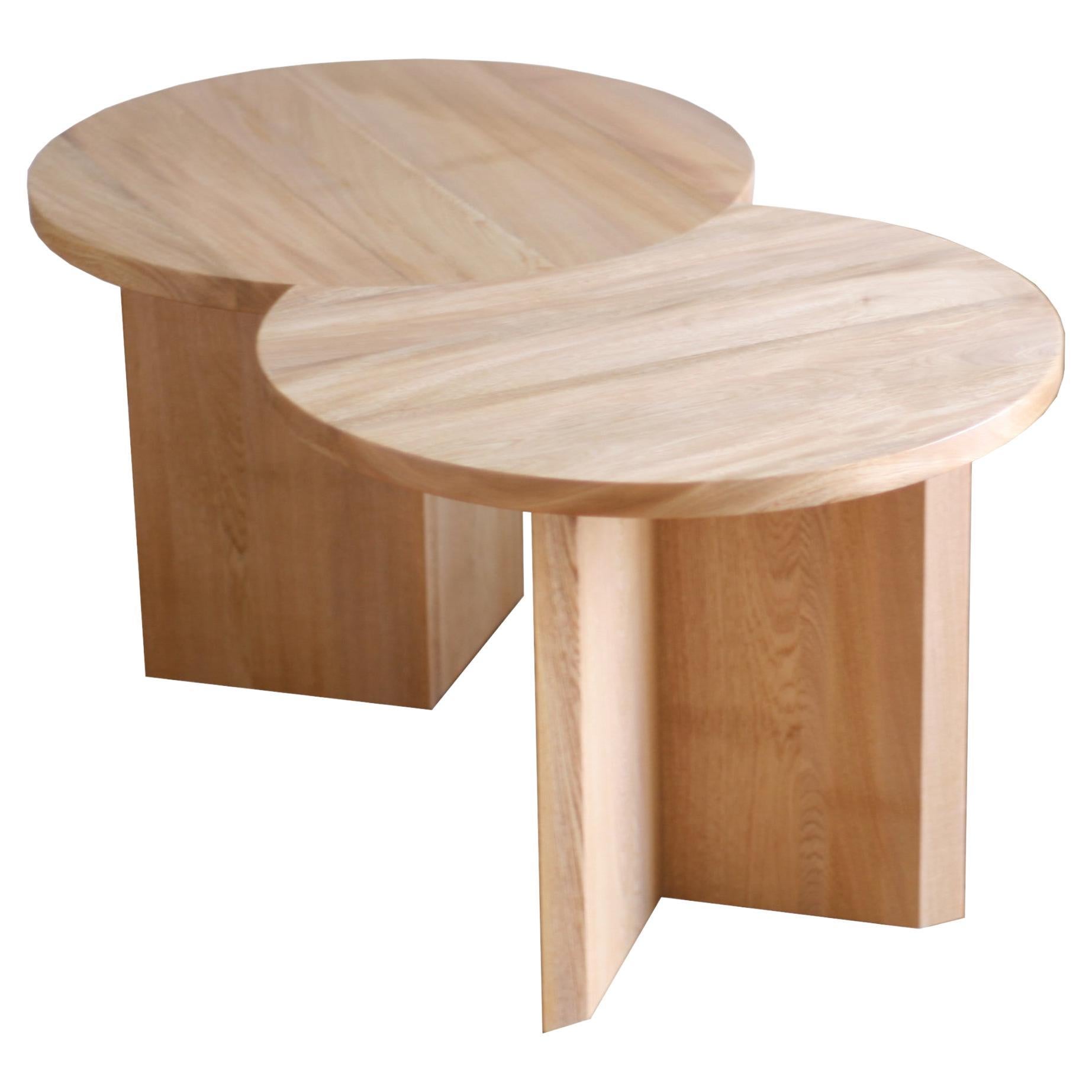 Modern Oval Oak Wood Coffee or Side Table 