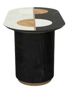 Modern Table Semi precious stone- YELLOW STONE MARBLE Circles and Stones