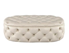 Modern Oval Tufted Leather Ottoman Table