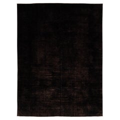 Modern Overdyed Area Rug - Deep Espresso Charcoal Wool 11 x 15