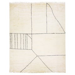 Modern Oversize Moroccan Style Handmade Ivory Wool Rug by Apadana