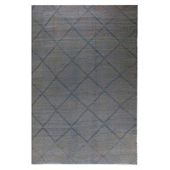 Modern Oversized Blue and Grey Deux Diamond Rug by Doris Leslie Blau