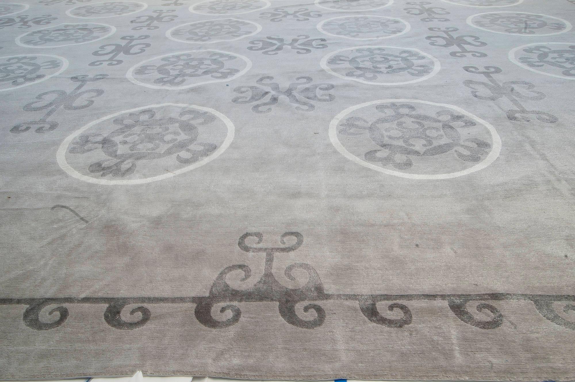 Wool Modern Oversized European-Inspired Hand-Knotted Tibetan Rug by Doris Leslie Blau For Sale