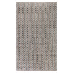 Modern Oversized Flat-Weave Wool Rug with Geometric Lattice by Doris Leslie Blau