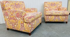 Modern Oversized Floral Club Chairs - Set of 2