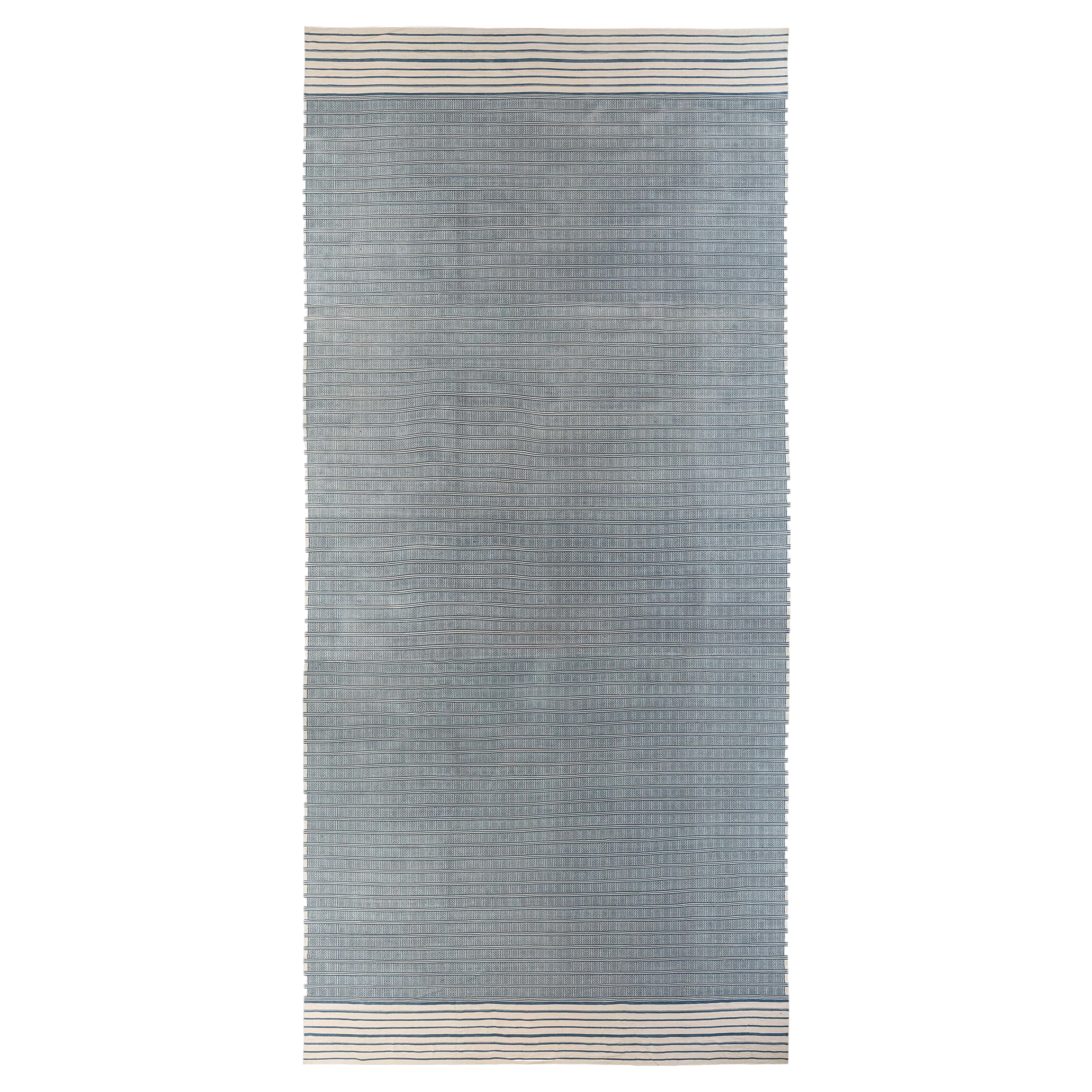 Modern Oversized Indian Dhurrie Flat Woven Cotton Rug Rug by Doris Leslie Blau