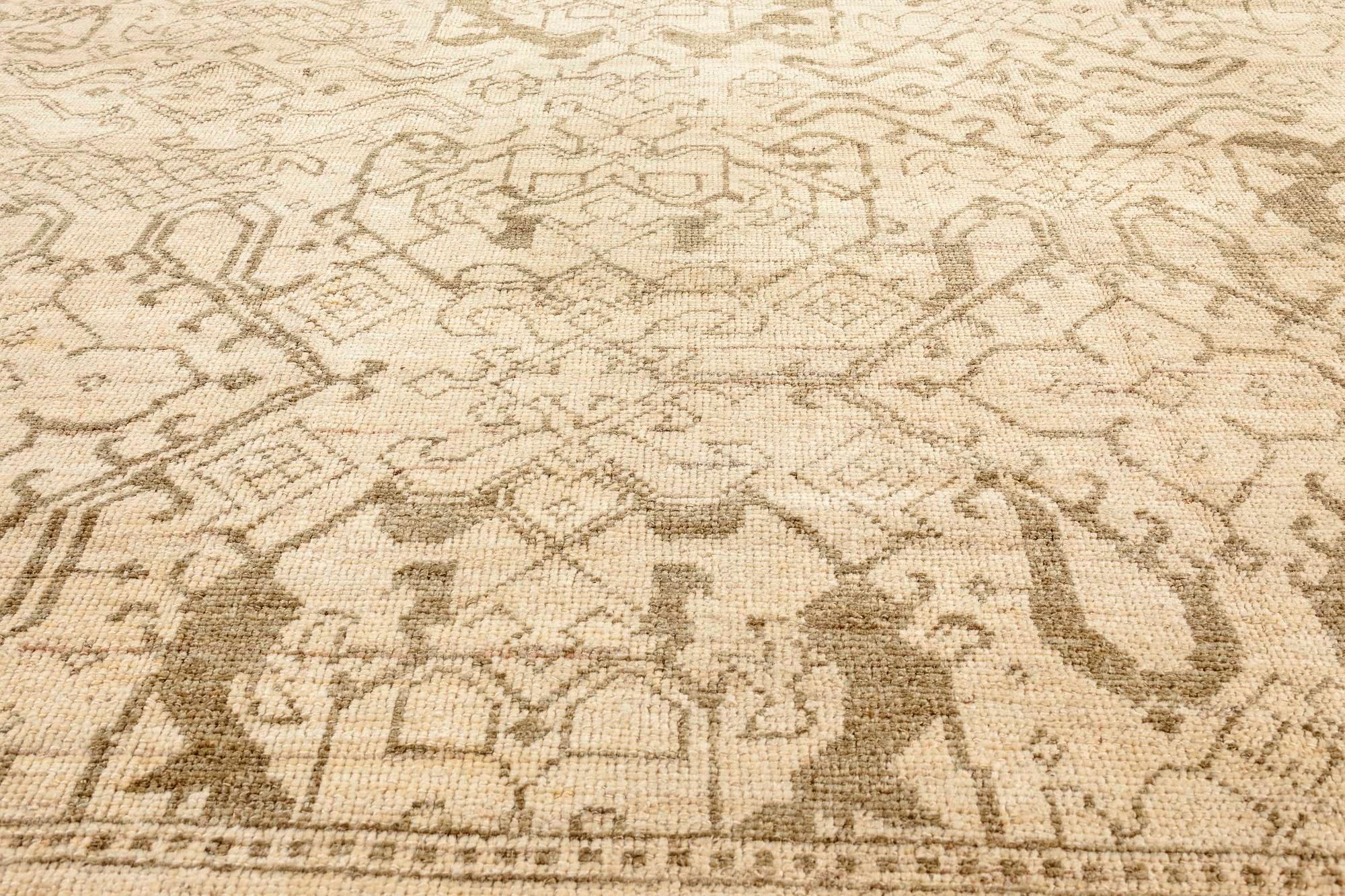 Hand-Knotted Modern Oversized Oushak Style Rug in Neutral Tones by Doris Leslie Blau For Sale