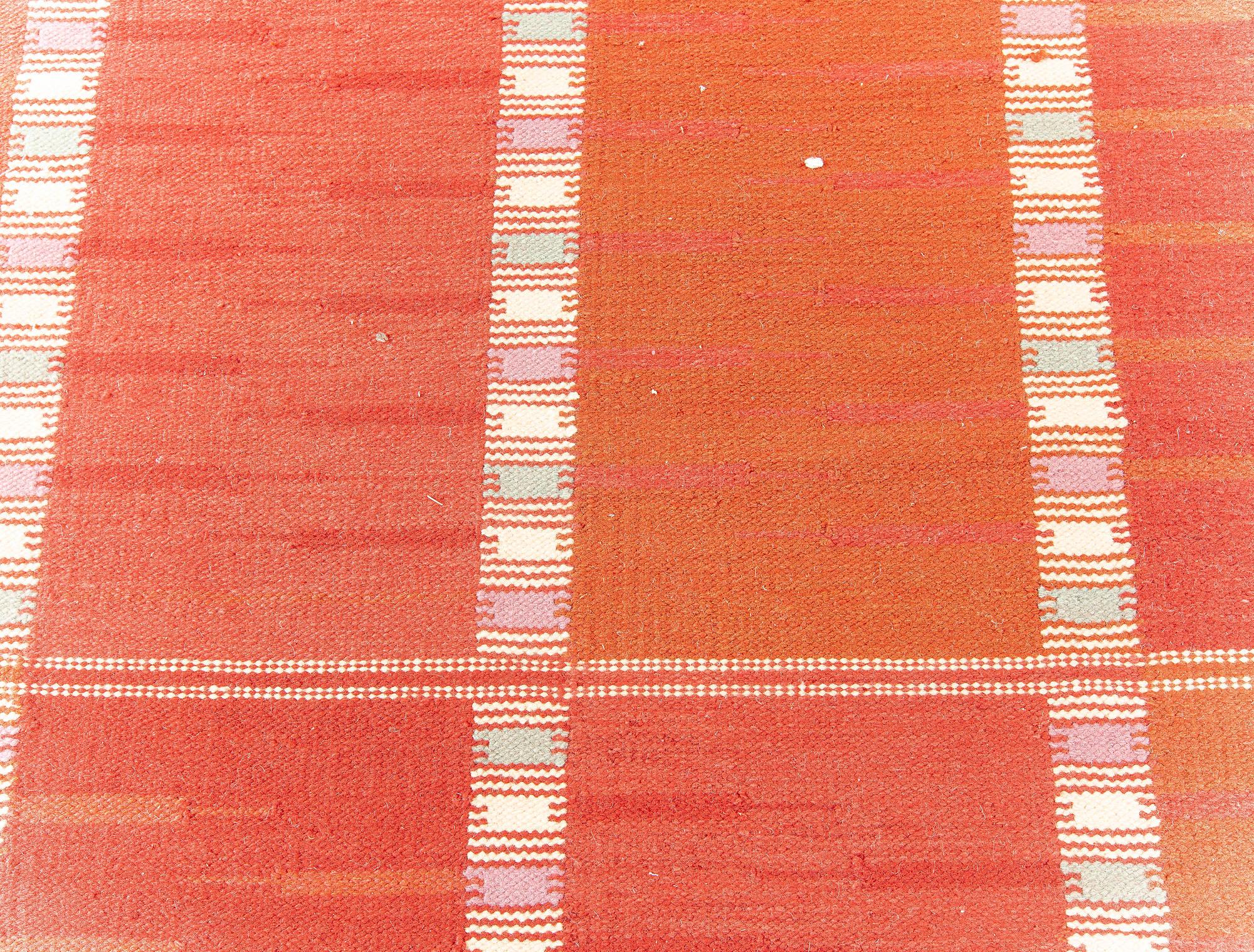 Modern oversized Swedish style red flat-weave rug by Doris Leslie Blau
Size: 17'1