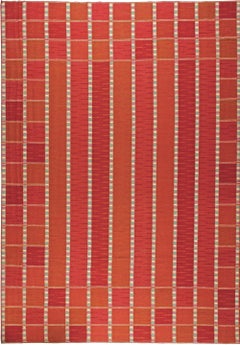 Modern Oversized Swedish Style Red Flat-Weave Rug by Doris Leslie Blau