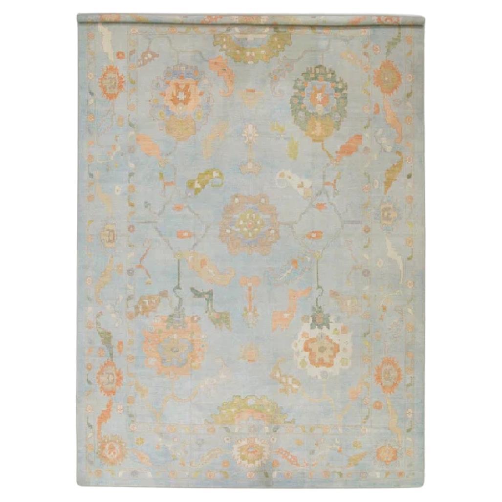 Oversized Modern Turkish Oushak Rug with Brightly Colored Floral Details For Sale at 1stDibs