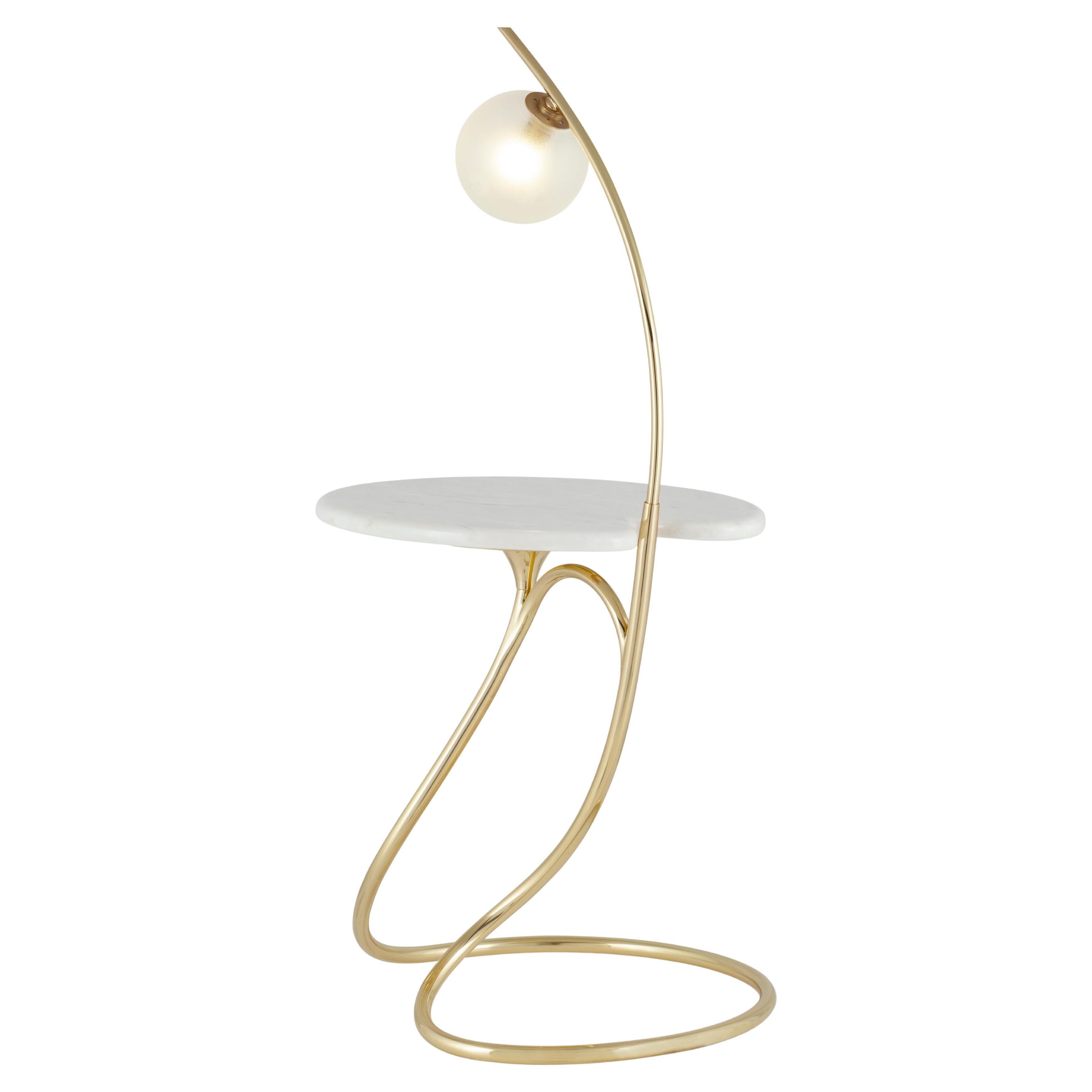 Moderner Oxford-Beistelltisch Calacatta-Marmor Messing Handgefertigte Portugal Greenapple