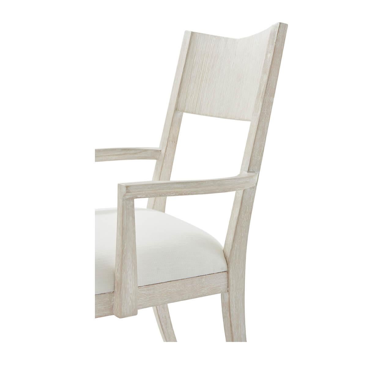 Wood Modern Painted Dining Arm Chair For Sale