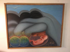 Modern Painting of Baby in Womb in Abstract Setting