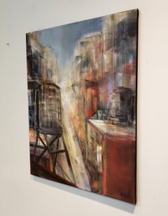 Modern Painting of New York City Rooftops and Water Towers by M. C. Pajeile