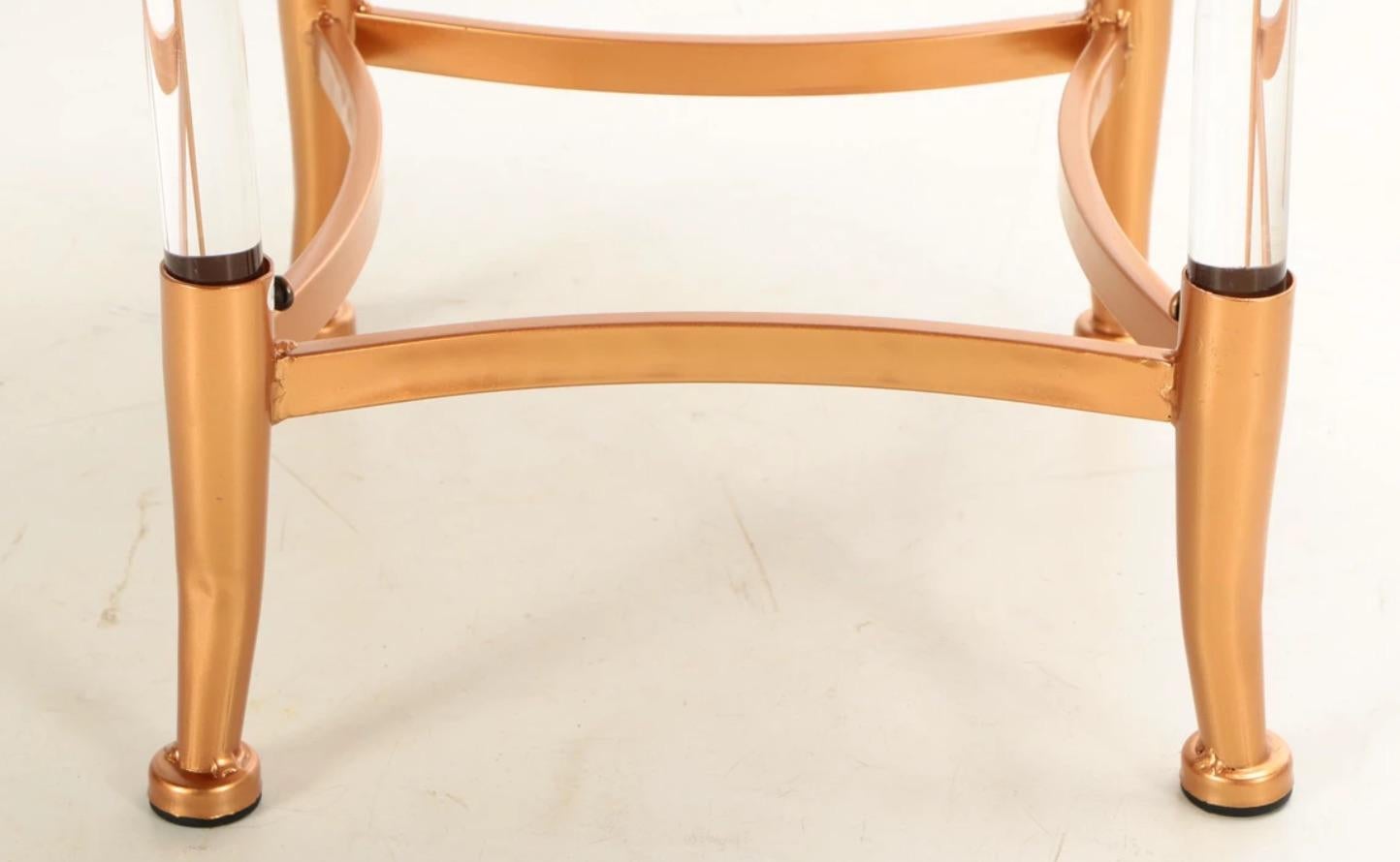 MCM-Pair Copper Lucite Frame Long Hair Sheepskin Stools Ottomans In Good Condition For Sale In West Palm Beach, FL