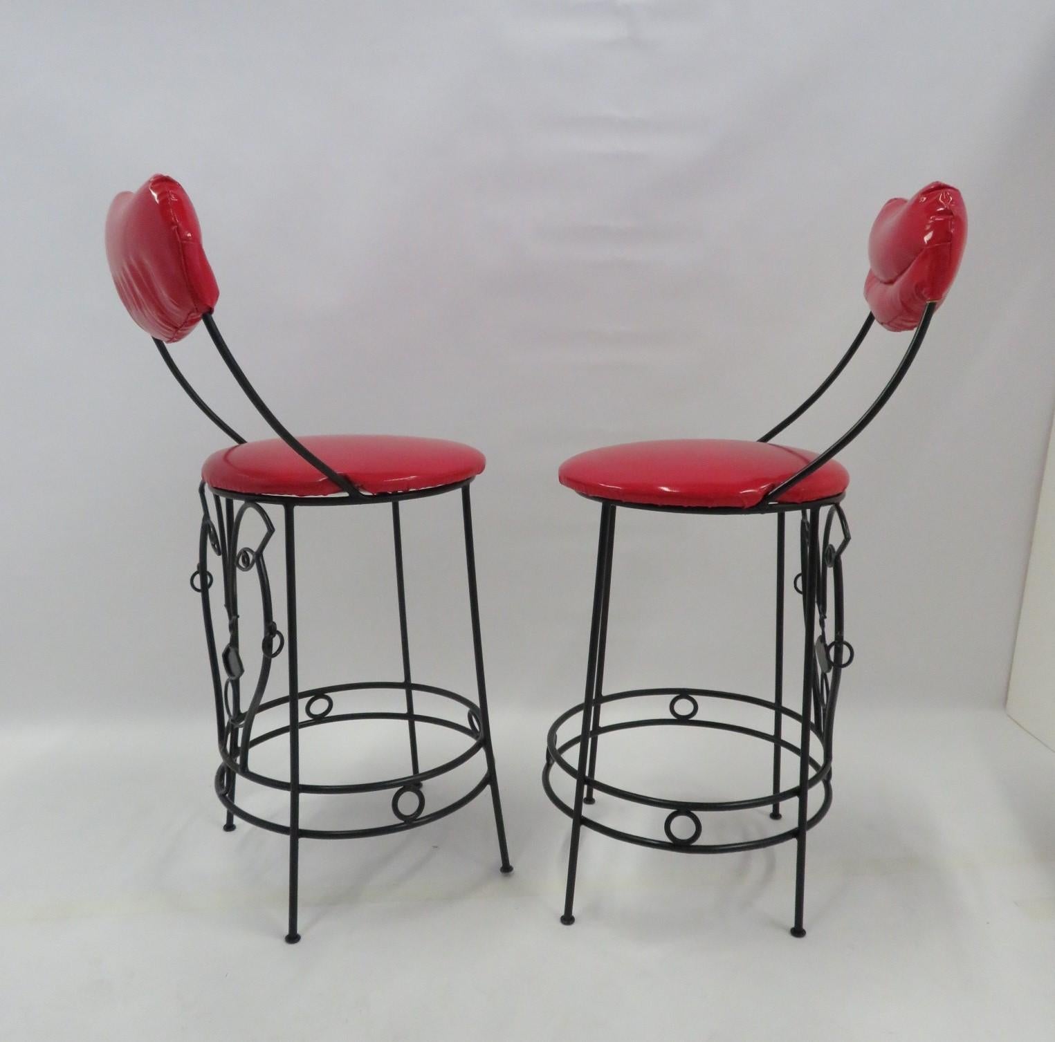 Modern Pair Figurative Bar Stools in the Manner of John Risley 1960s 9