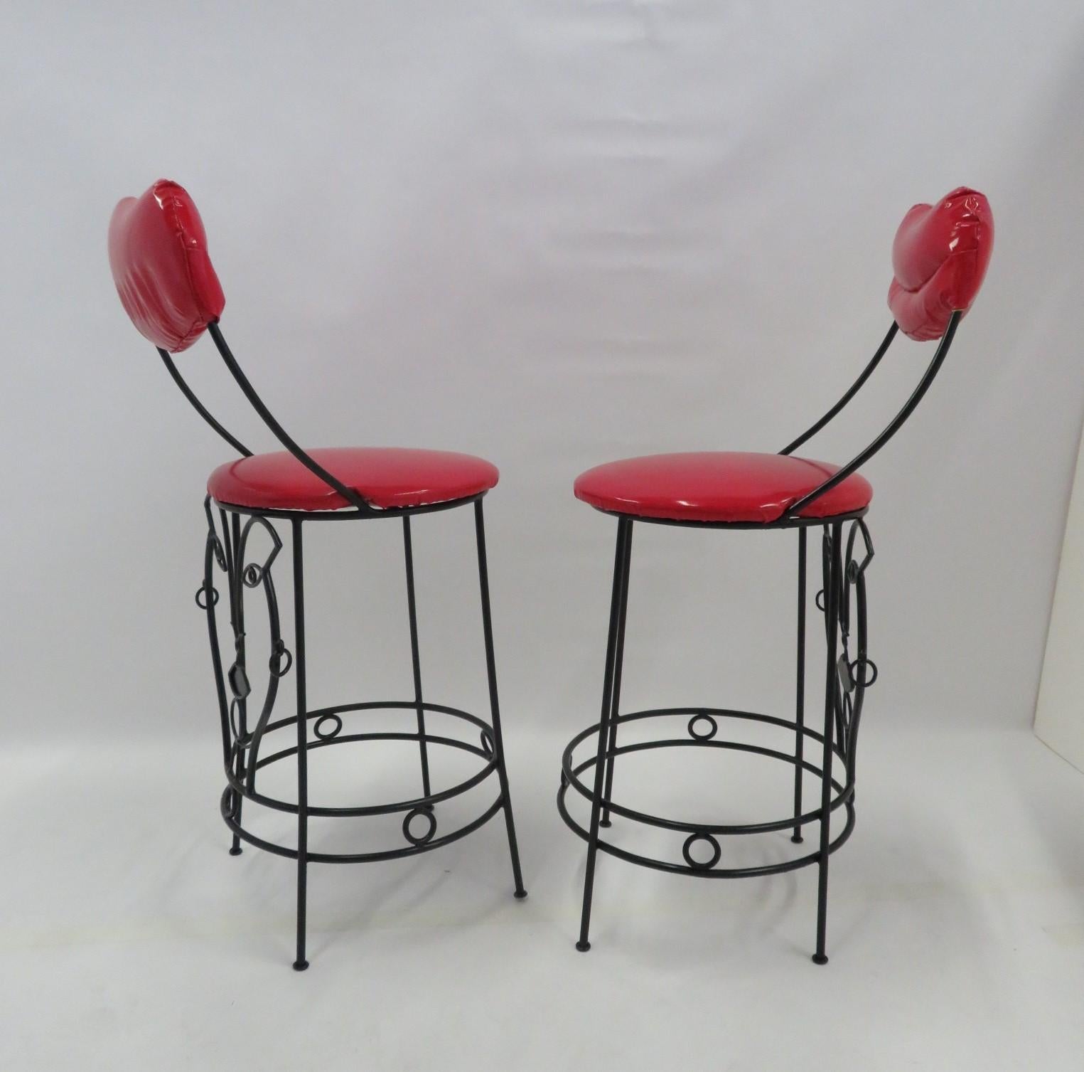  Modern Pair Figurative Bar Stools in the Manner of John Risley 1960s 9