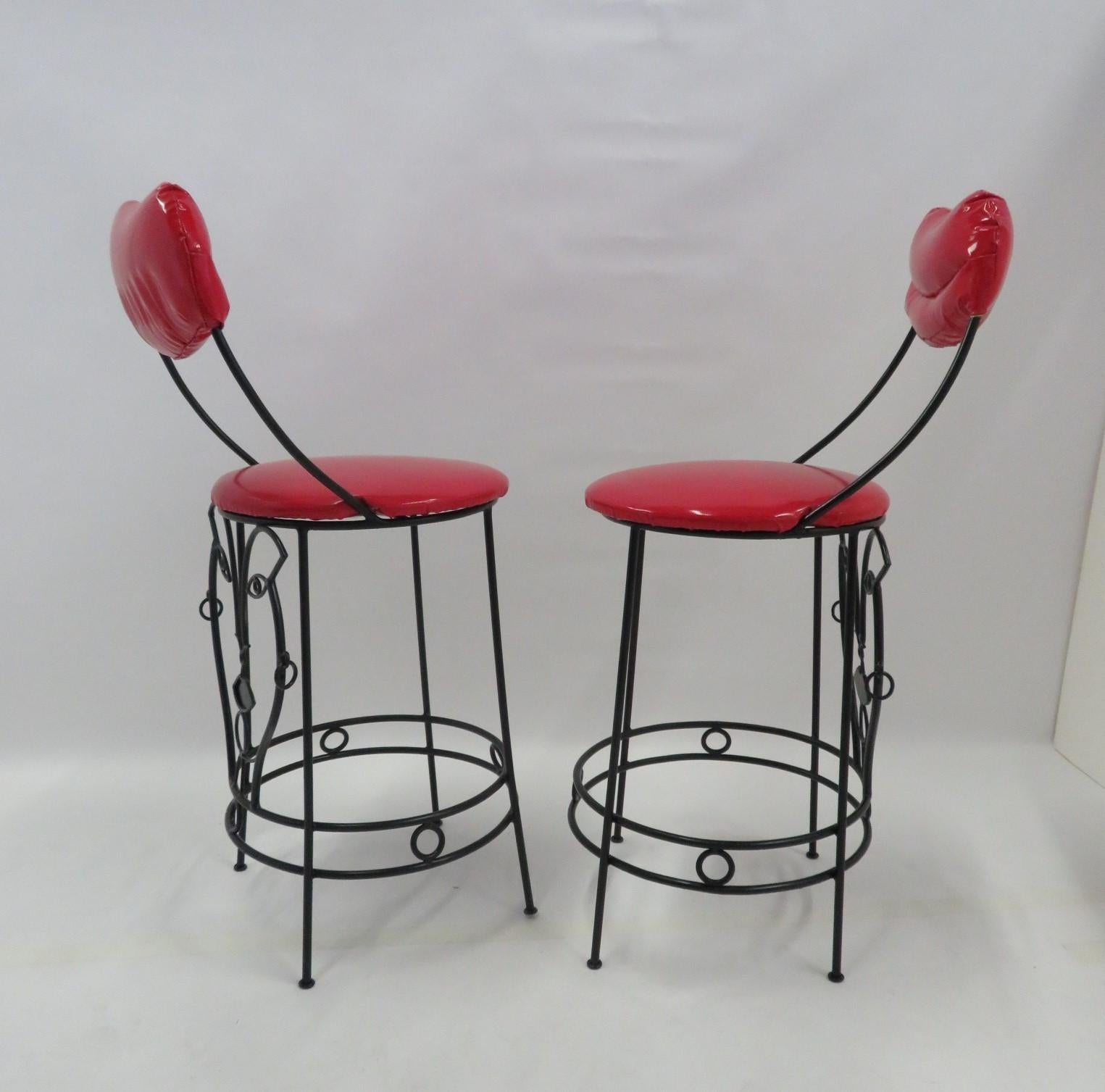  Modern Pair Figurative Bar Stools in the Manner of John Risley 1960s In Good Condition In Miami, FL