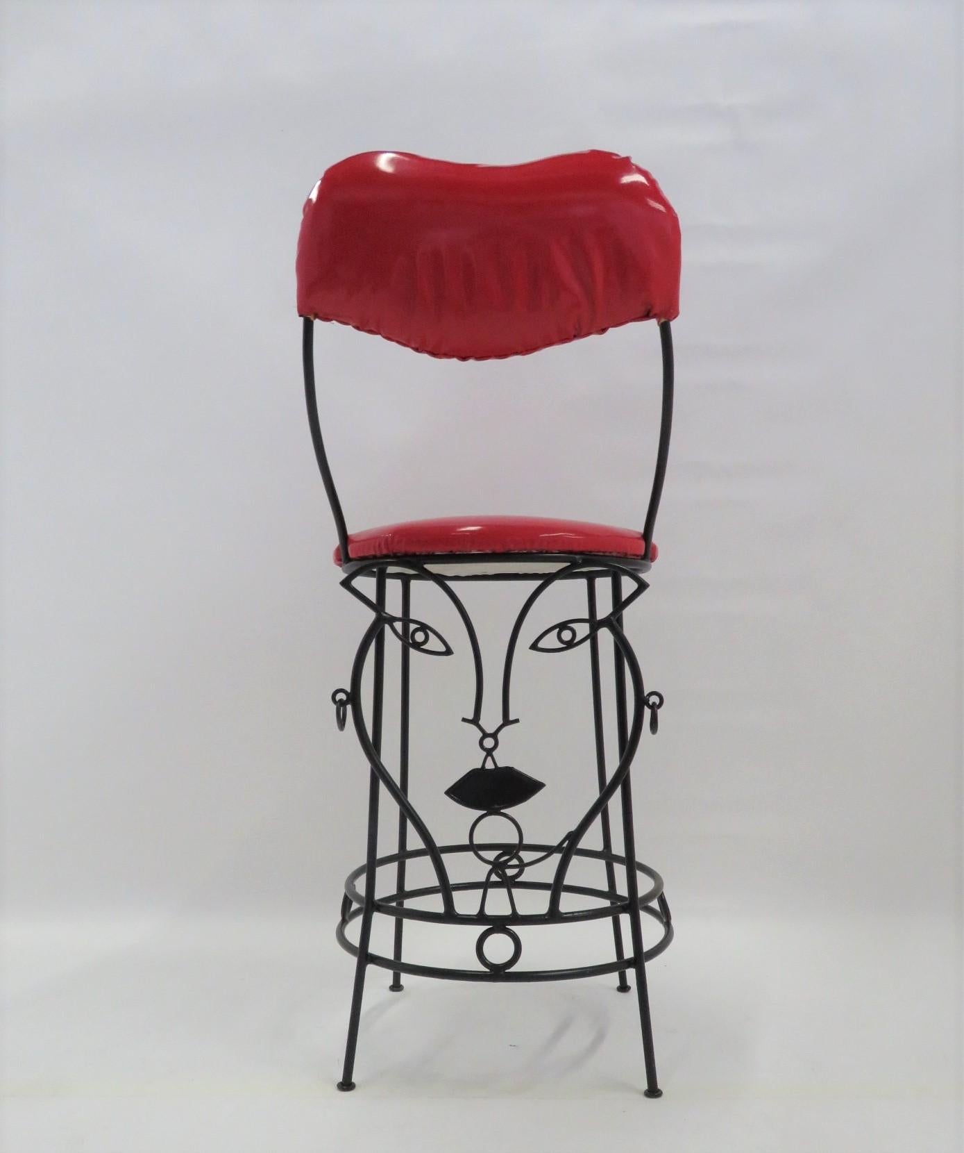 Mid-20th Century Modern Pair Figurative Bar Stools in the Manner of John Risley 1960s