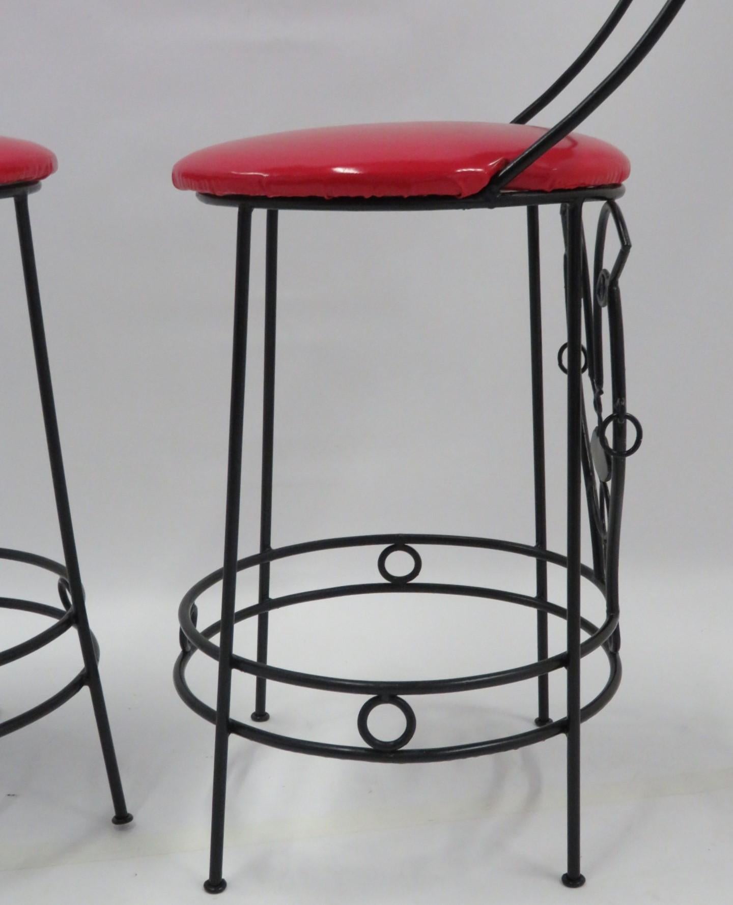  Modern Pair Figurative Bar Stools in the Manner of John Risley 1960s 1