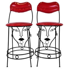Vintage  Modern Pair Figurative Bar Stools in the Manner of John Risley 1960s