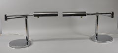 Modern Pair of Koch & Lowy Chrome Swing Arm Lamps Adjustable