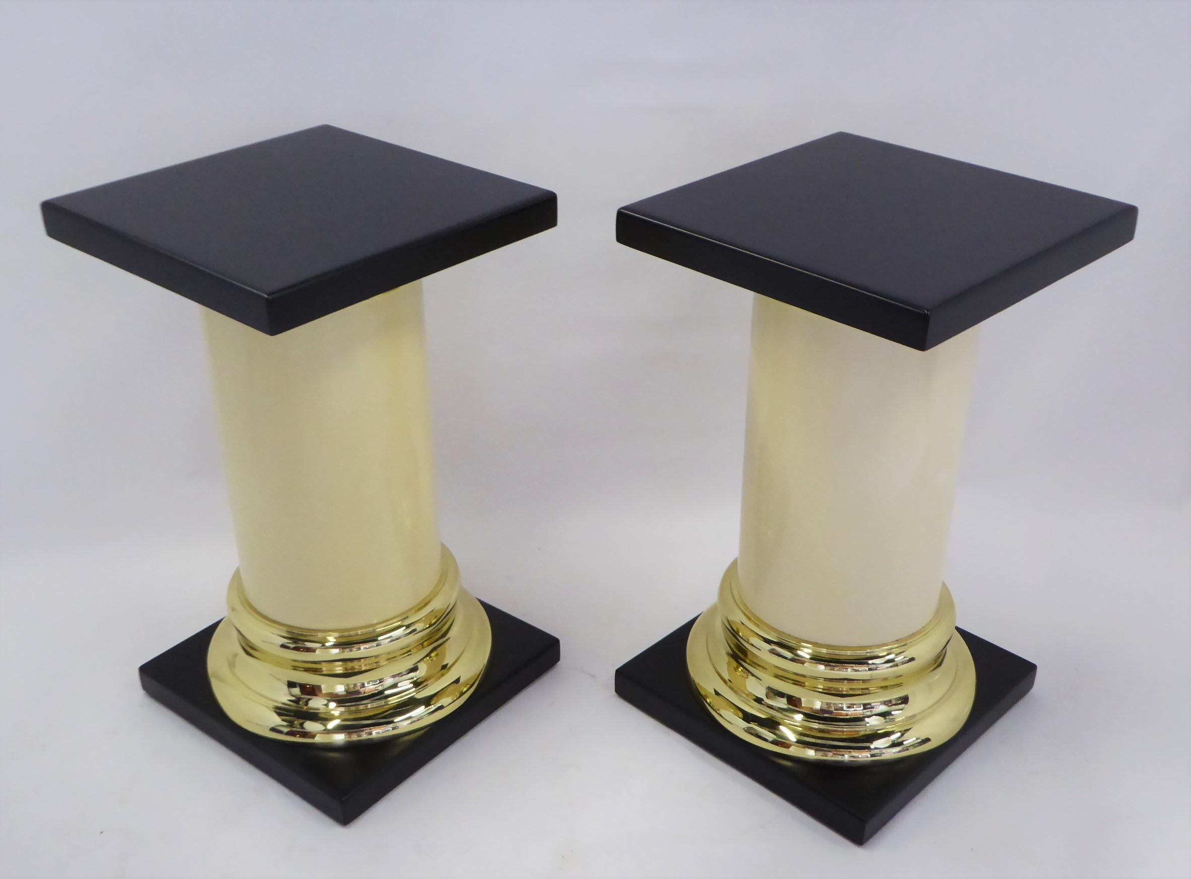 Modern Pair Mastercraft Columnar Pedestals Side Tables Neoclassical Style 1960s 4
