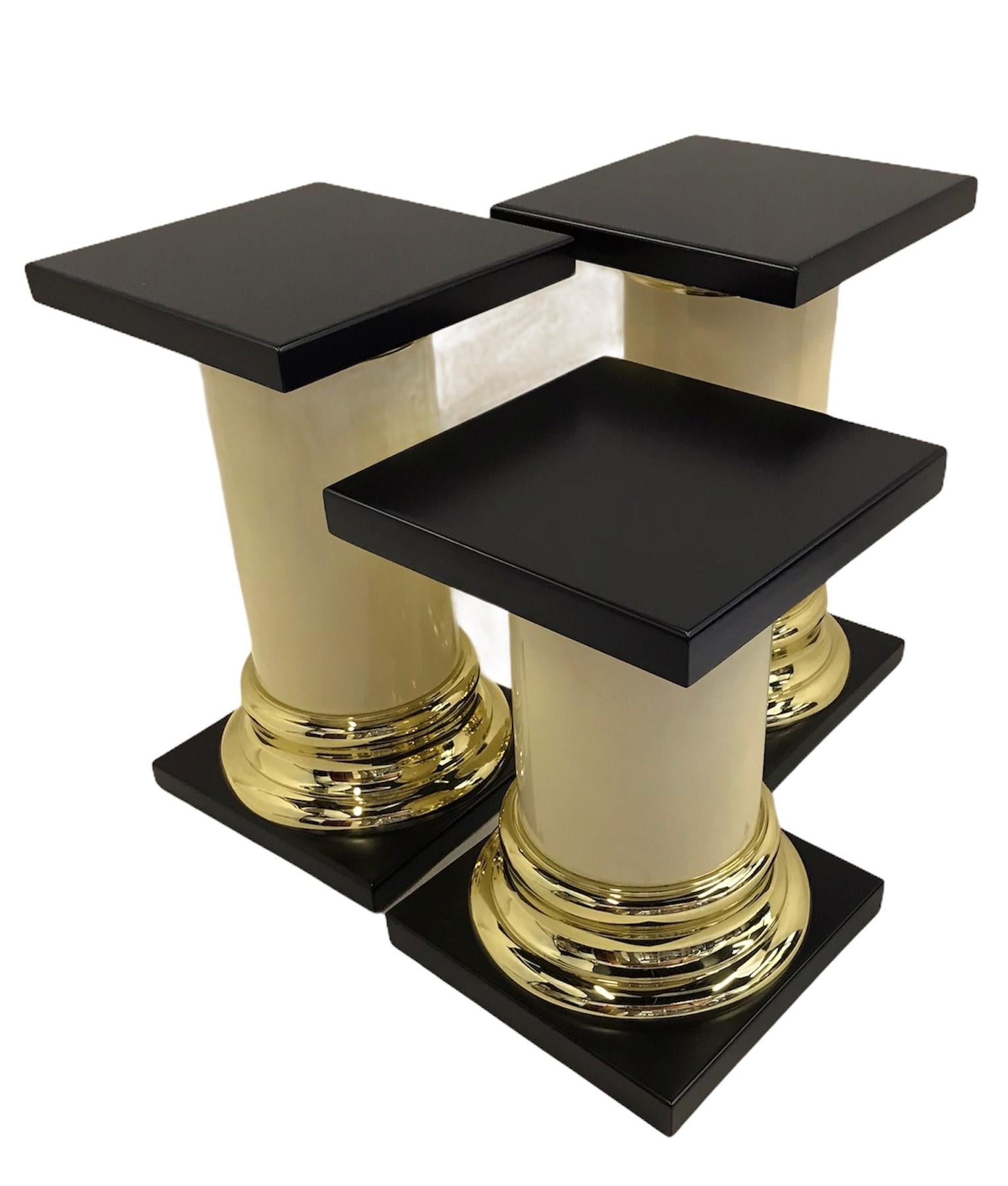 Modern Pair Mastercraft Columnar Pedestals Side Tables Neoclassical Style 1960s 9