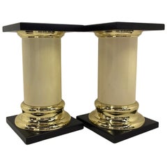 Modern Pair Mastercraft Columnar Pedestals Side Tables Neoclassical Style 1960s