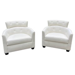 Used Modern Pair of Barrel Back Curvy Club Lounge Chairs