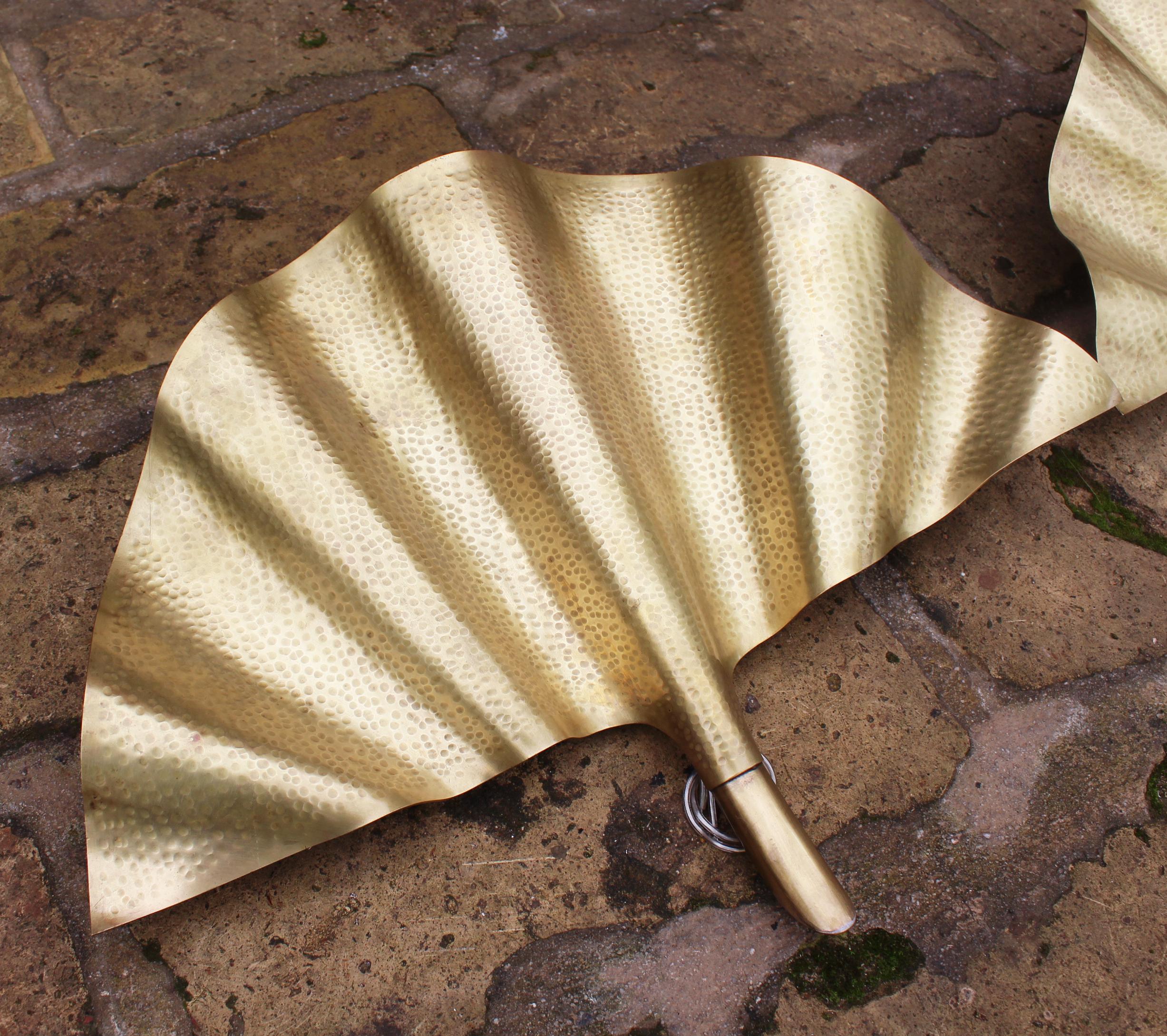 Contemporary Modern Pair of Brass Leaf Shaped Wall Lamps