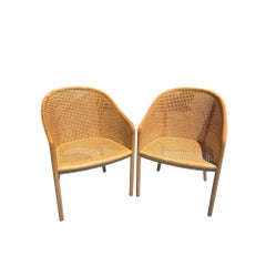 Modern Pair of Cane Landmark Chairs by Ward Bennett for Brickel
