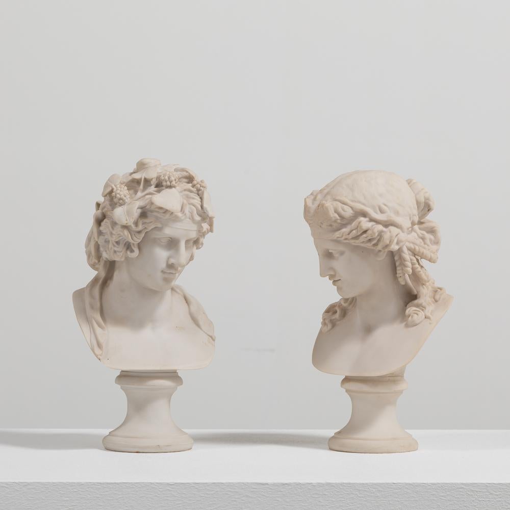 20th Century Modern Pair of Classical Marble Busts